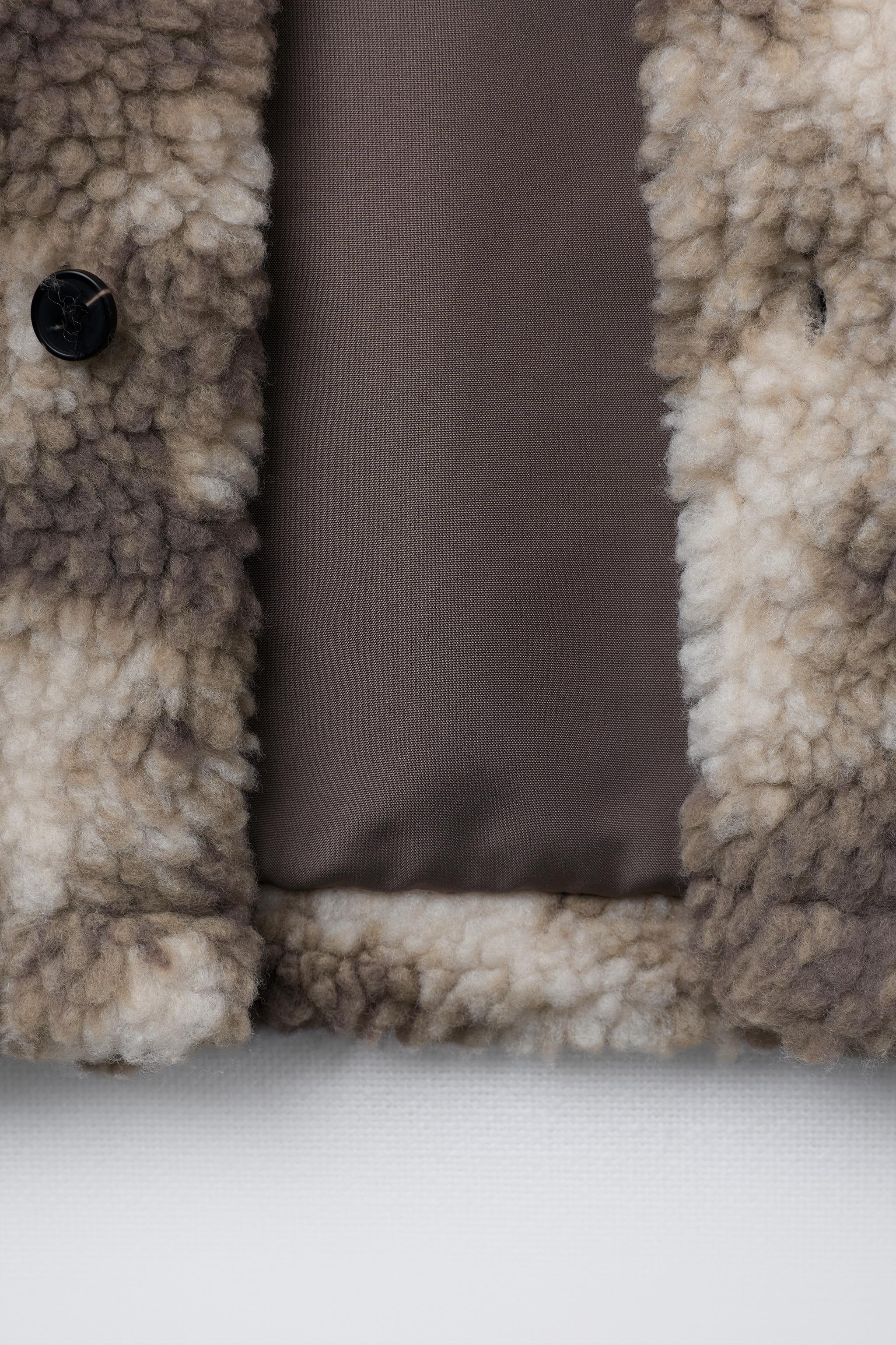 TIE-DYE FAUX SHEARLING PATCH OVERSHIRT